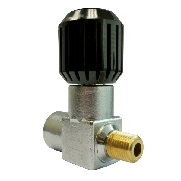 Line Valve, ¼” F. NPT Inlet, ¼” F. NPT Outlet, 6000 PSI Service Pressure, Chrome Plated Brass Body, Black Open/Close Handwheel (YVA3010)
