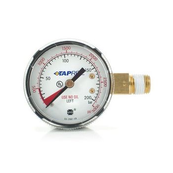 39-3000-60 (PREVIOUSLY 39-3000-10) Taprite, Pressure Gauge, 0-3000 PSI, 1/4" NPT, Left Hand Threads