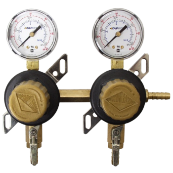 Taprite, Secondary Beer Regulator, 1P1P, 3/8" Barb In/Thru, 5/16" Barb Shut-off, 60lb Gauge