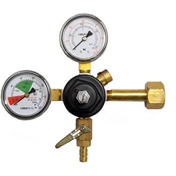 Taprite Co2 Home Dispense Regulator, CGA 320 Inlet, 5/16" Barb Shutoff With Check, 60lb And 2000lb Gauges