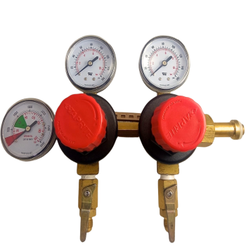 Taprite Premium Primary Co2 Regulator, CGA 320 Inlet, 1/4" Flare ShutOffs With Check, 60lb And 2000lb Gauges