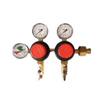 Taprite Premium Primary Regulator, 2P2P, High Performance, CO₂, CGA320 Inlet, 5/16" Barb Shut-offs w/Check, 60lb and 2000lb Gauges