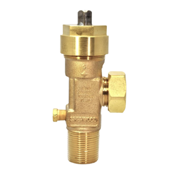 Sherwood Chlorine Cylinder Valve, CGA 820 Outlet, 3/4"-14 CL-3, Cylinder Valve, 158 Fuse Plug, Garlock Packing
