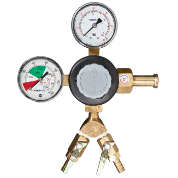 Taprite Primary Regulator, 1P2P, CO₂, CGA320 Inlet, 5/16"(2) Barb Shut-off w/Check, 60lb and 2000lb Gauges