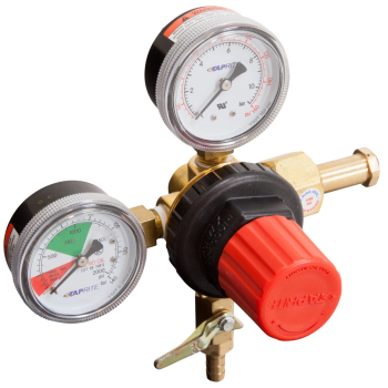 Taprite, Primary Beer Regulator, High Pressure, High Performance, CGA 320 Inlet, 5/16" Barb Shutoff With Check, 160lb And 2000lb Gauges
