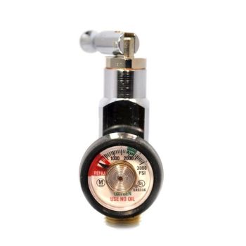 Sherwood CGA 870 Oxygen Post Valve, .750 UNF, 3360psi PRD, With Toggle and Gauge Installed, For Aluminum - KVAB87054-32RGTG