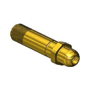 Western #65 - Nipple, CGA 540/ CGA 555, 9/16-25 UNS, 2.5 LNG."