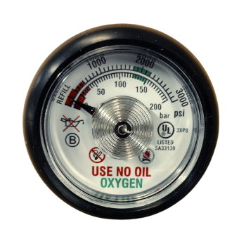 Replacement Gauge for Oxygen Cylinder, O2 Clean & UL Listed