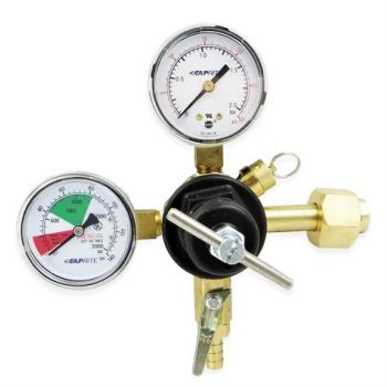 Taprite Home Dispense Co2 Regulator, CGA 320 Inlet, 5/16" Barb Shutoff With Check, 30lb And 2000lb Gauges