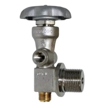 Plated Sherwood Valve, DF-1/4-18 NPT, 1-1/8 UNF, No PRD, Hi Flow, PCTFE