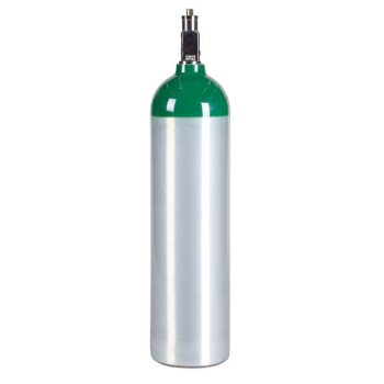 Medical oxygen cylinder with post valve, 4 cu ft.